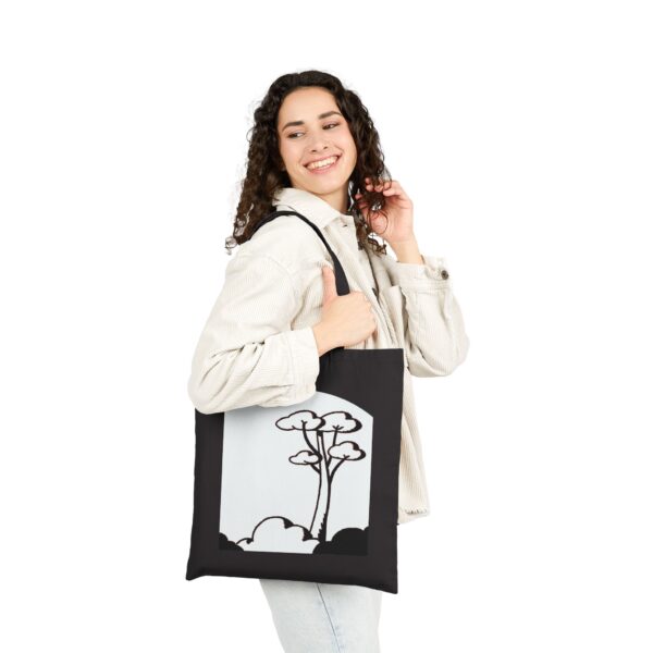 canvas tote bag — minimal black tree silhouette eco shopper