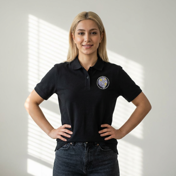 embroidered floral heart polo