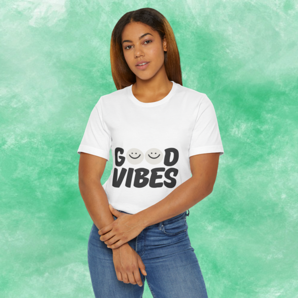 good vibes jersey t shirt — smiley graphic tee