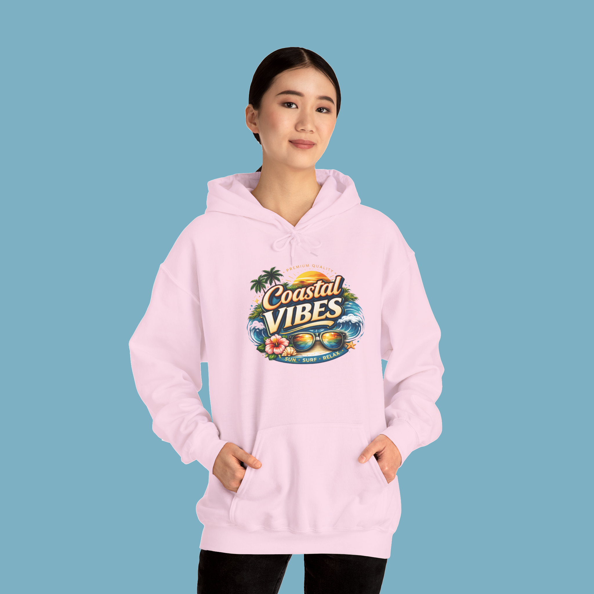coastal vibes hoodie — vintage beach palm sunglasses surf sweatshirt coastal vibes hoodie — vintage beach palm sunglasses surf sweatshirt