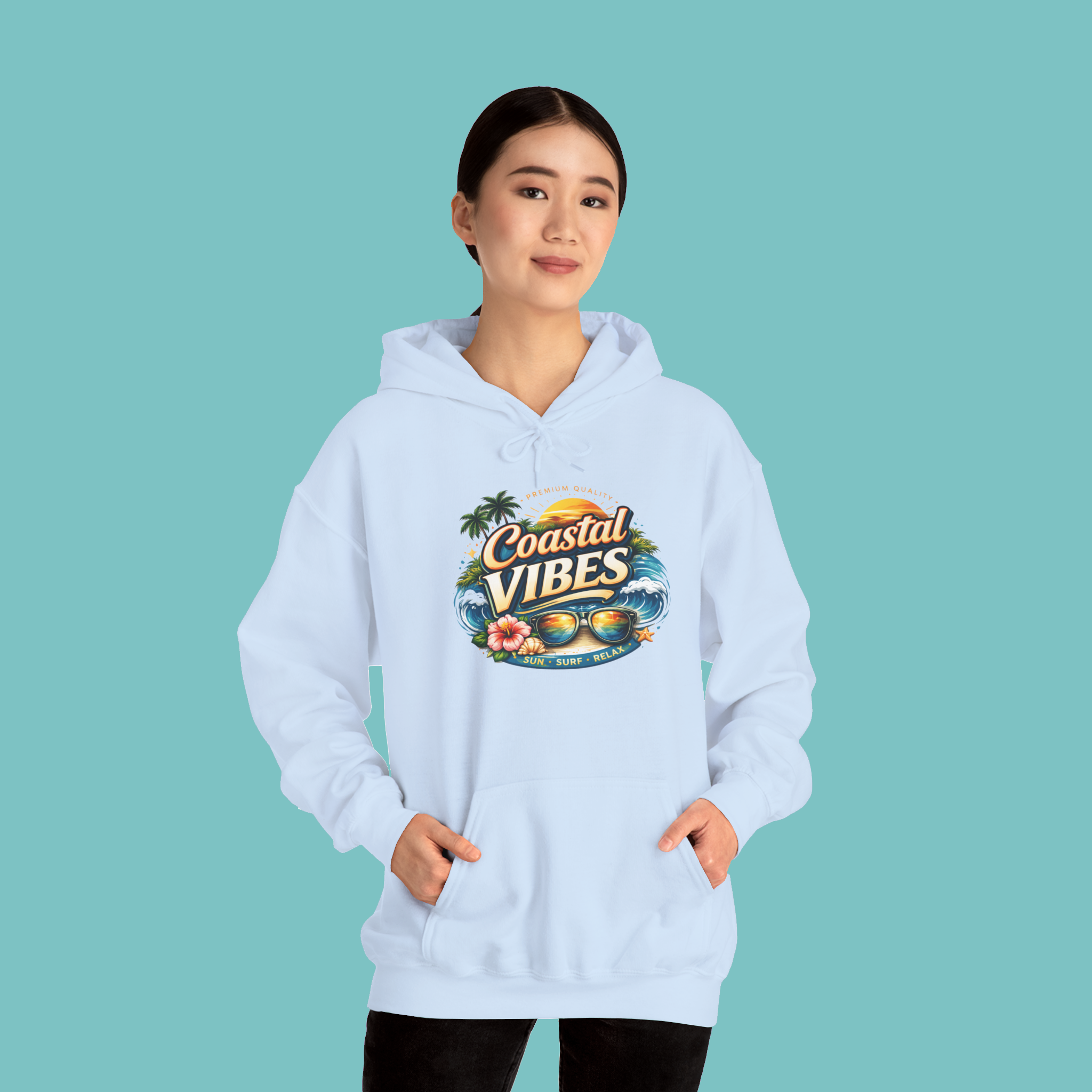 coastal vibes hoodie — vintage beach palm sunglasses surf sweatshirt coastal vibes hoodie — vintage beach palm sunglasses surf sweatshirt
