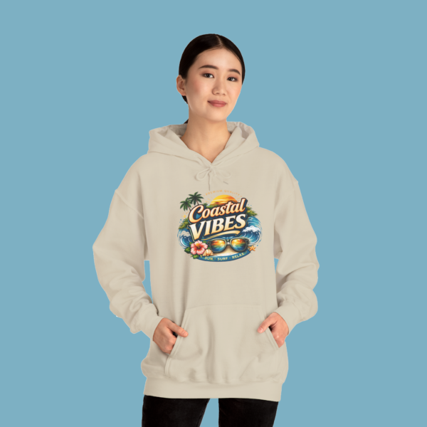 coastal vibes hoodie — vintage beach palm sunglasses surf sweatshirt