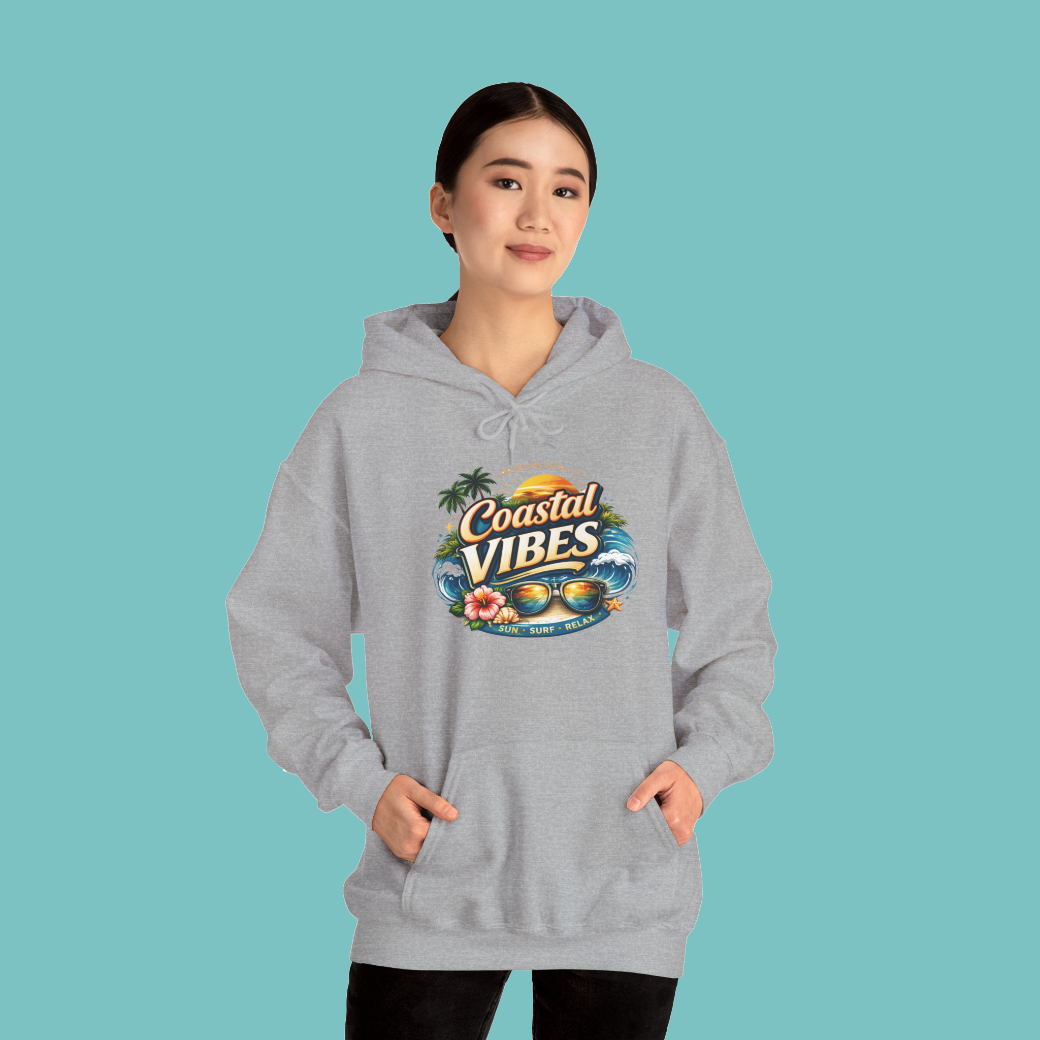 coastal vibes hoodie — vintage beach palm sunglasses surf sweatshirt coastal vibes hoodie — vintage beach palm sunglasses surf sweatshirt