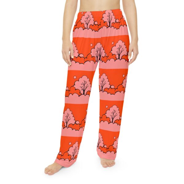 women's sleep pants — retro pink & coral tree stripe pajama bottoms